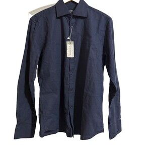Daniel K Men’s NWT Linen Cotton Button Down Shirt Navy size M Tailored Fit